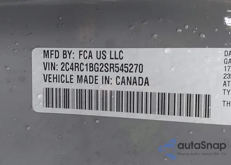 2025 Chrysler Pacifica Select из США, поврежденный, VIN 2C4RC1BG2SR545270